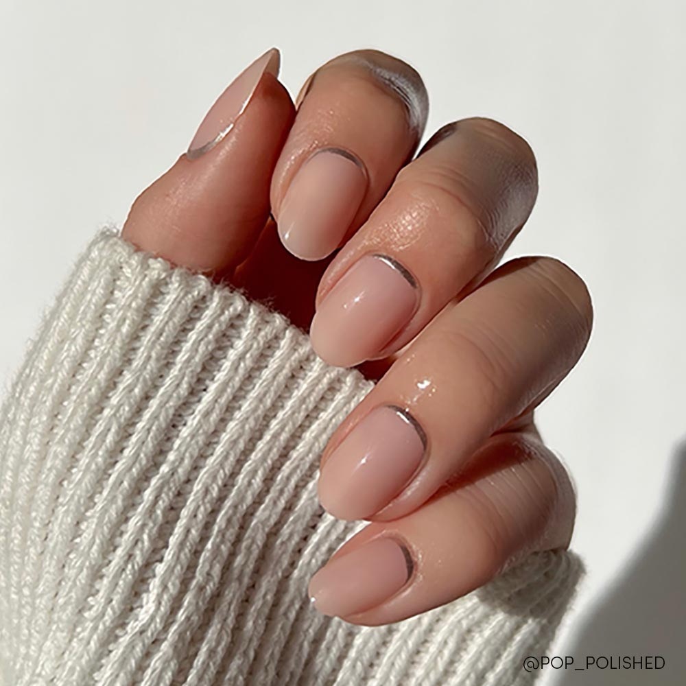 Glamnetic Silver Belle Short Round Press On Nails - Silver Metallic